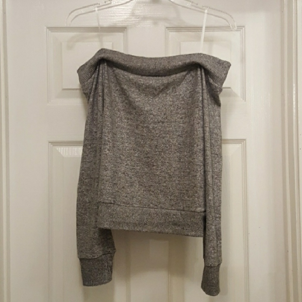 Grey Over Shoulder Sweater